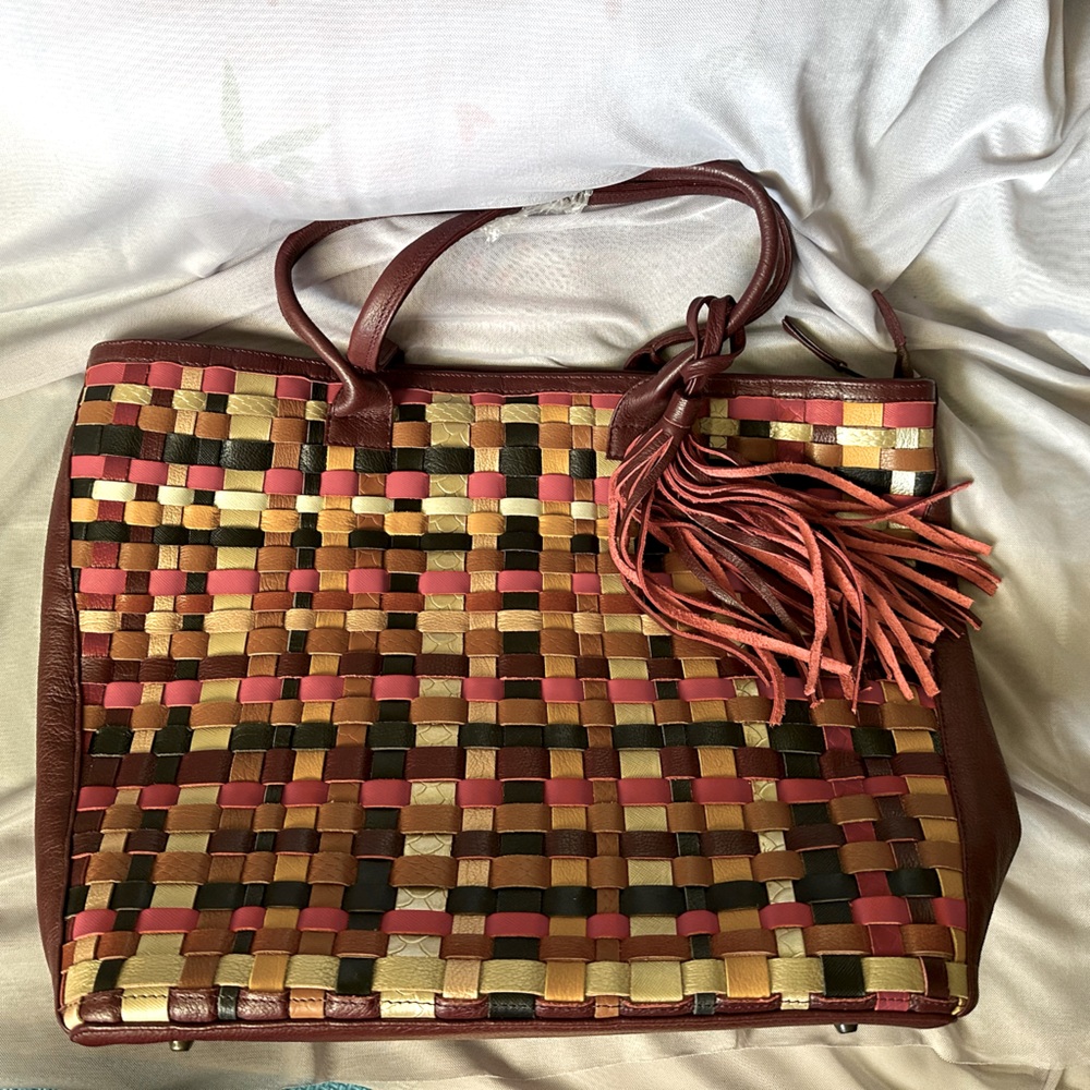 100% real leather tote bag